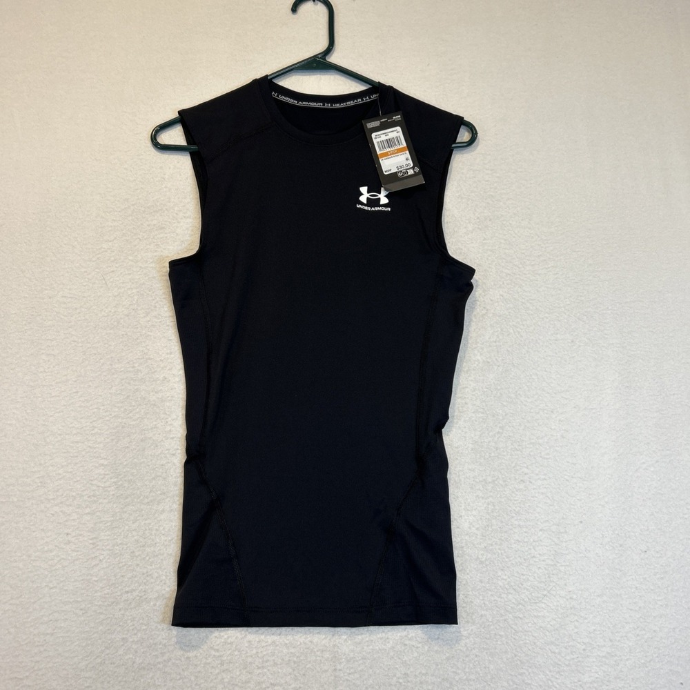 Under Armour Heatgear Compression Sleeveless Tank Top Black 1381522 Mens Small